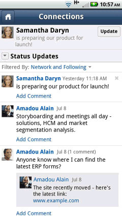 Image:IBM Connections Anwendung für Android Smartphones